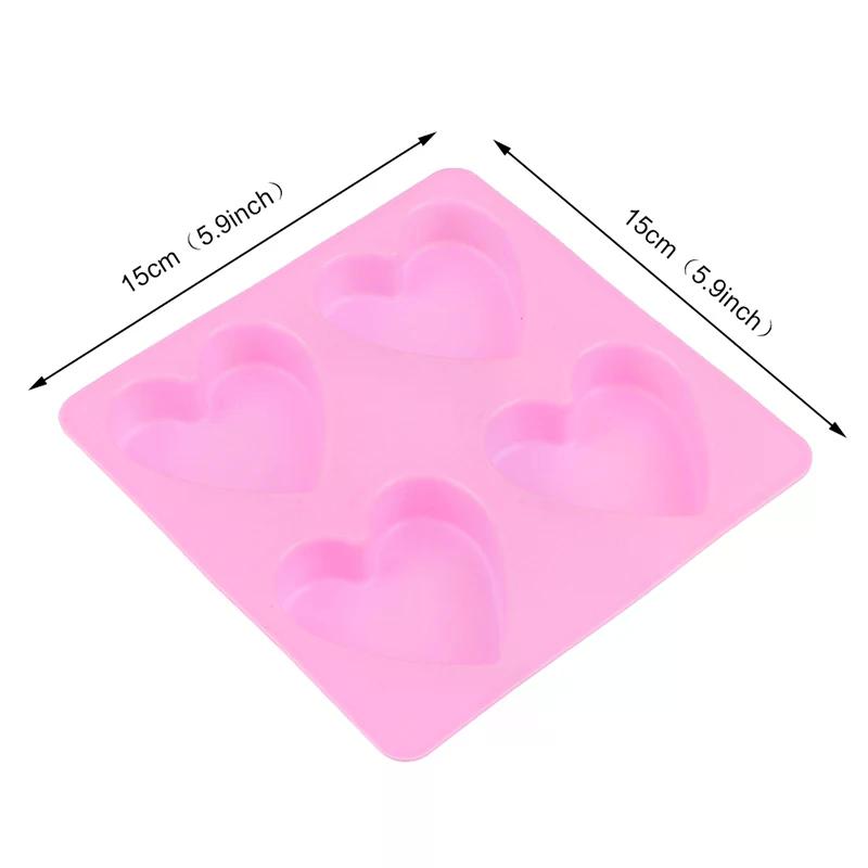 1Pcs 4 Cavity Handmade Silicone Soap Mold Heart 3d Craft Soap Making For Candle