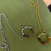 Stainless Steel Chain Long Chain Necklace Y2K Sweater Chain Amber Splicing Necklace  Women