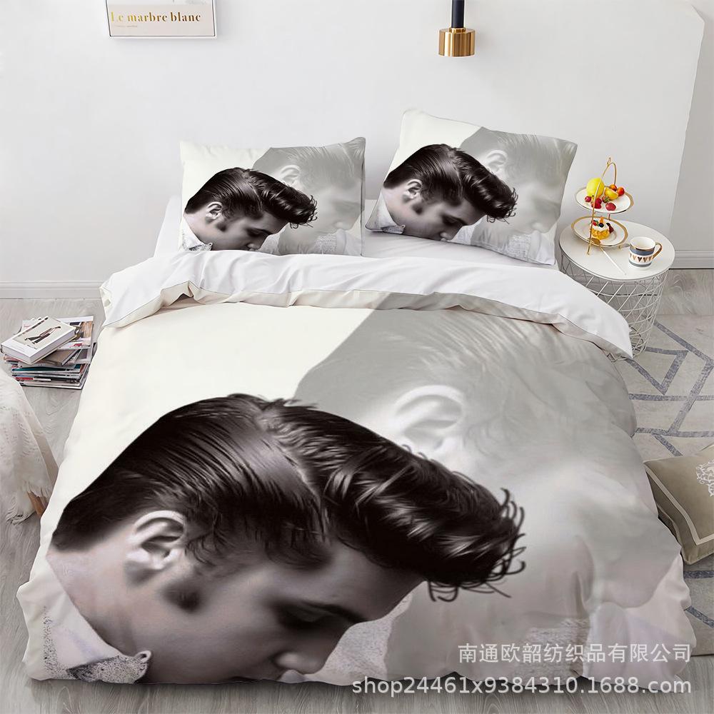 Größe 3D Digitaldruck Elvis Presley Heimtextil Quilt-Set Dreiteilig