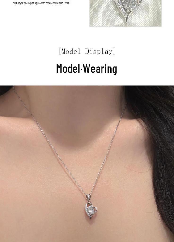 Sterling Silver Heart-Shaped Moissanite Necklace - Elegant and Versatile Pendant