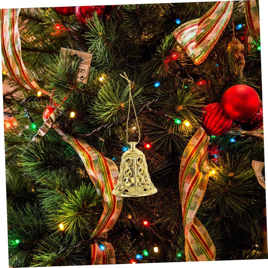 12pcs Christmas Tree Bell Ornaments Festive Hanging Decorations for Winter Theme Parties Safe Plastic Bells for Home Decor Xmas Tree Pendants Holiday