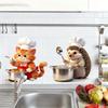 Cartoon Chef Kitten Hedgehog Wall Sticker for Kitchen Stove Surface Decoration Picture On The Wall