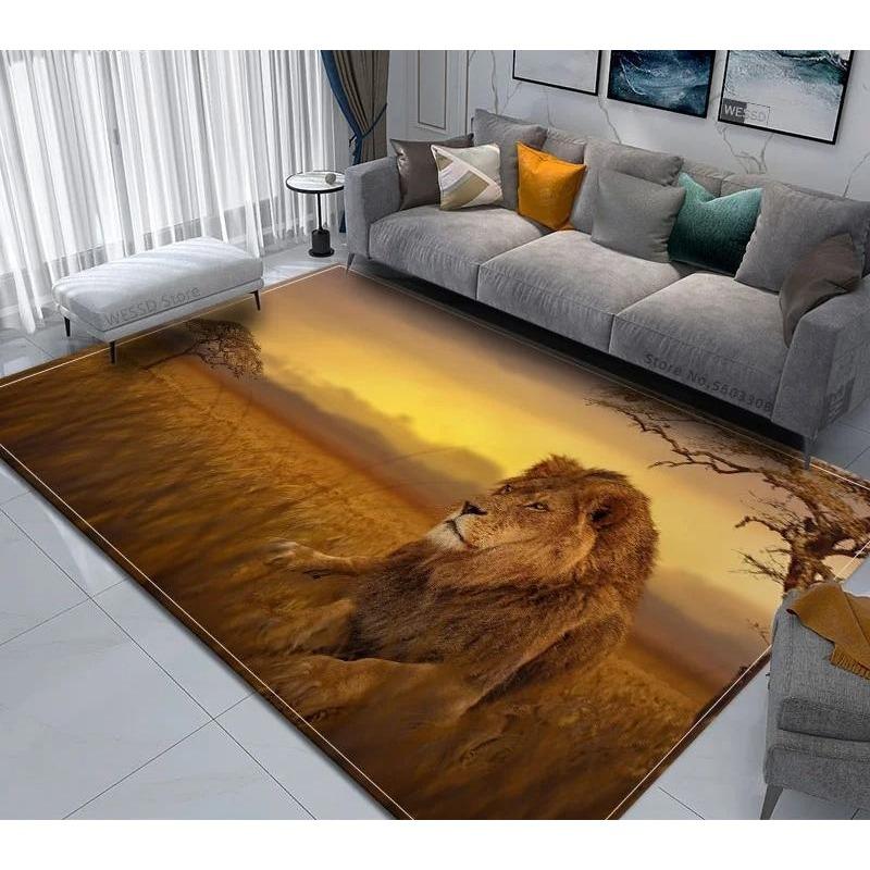 3D Animal Lion Printed Carpet Creative Door Floor Mat Soft Doormat Non-slip Floor Mat Living Room Rug Home Decoration Washable
