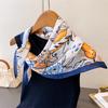 Vintage Rural High-end Printed Silk Scarf Imitation Square Versatile Shawl Neck Small Headscarf Women