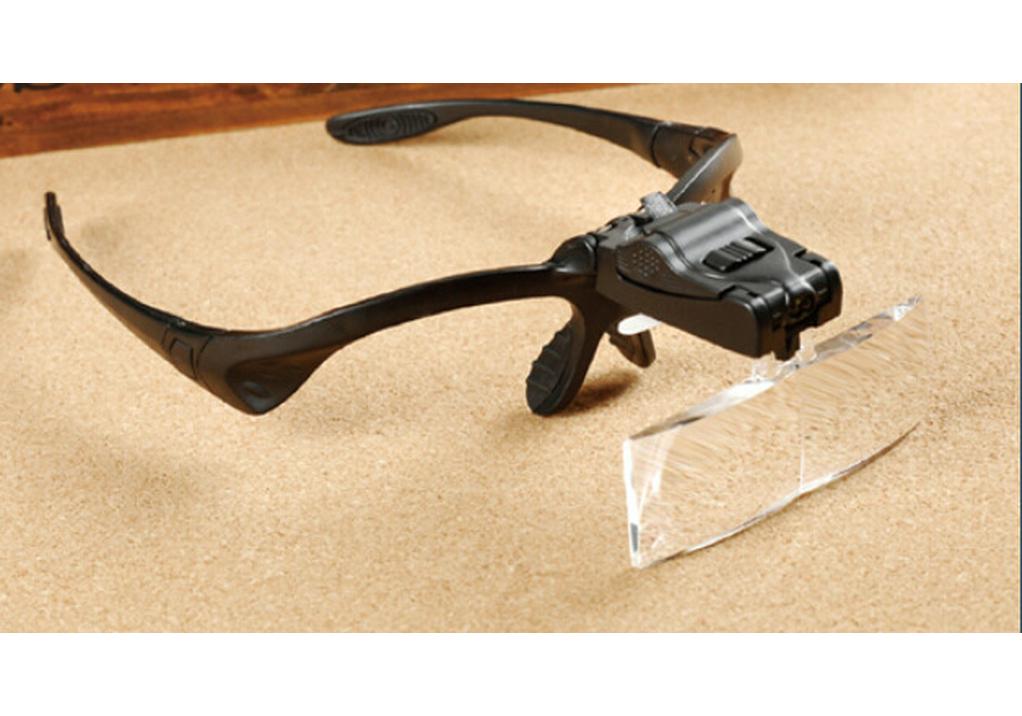 Elderly Reading Magnifier Glasses with LED Light - 5 Interchangeable Lenses for Jewelry & Antiques