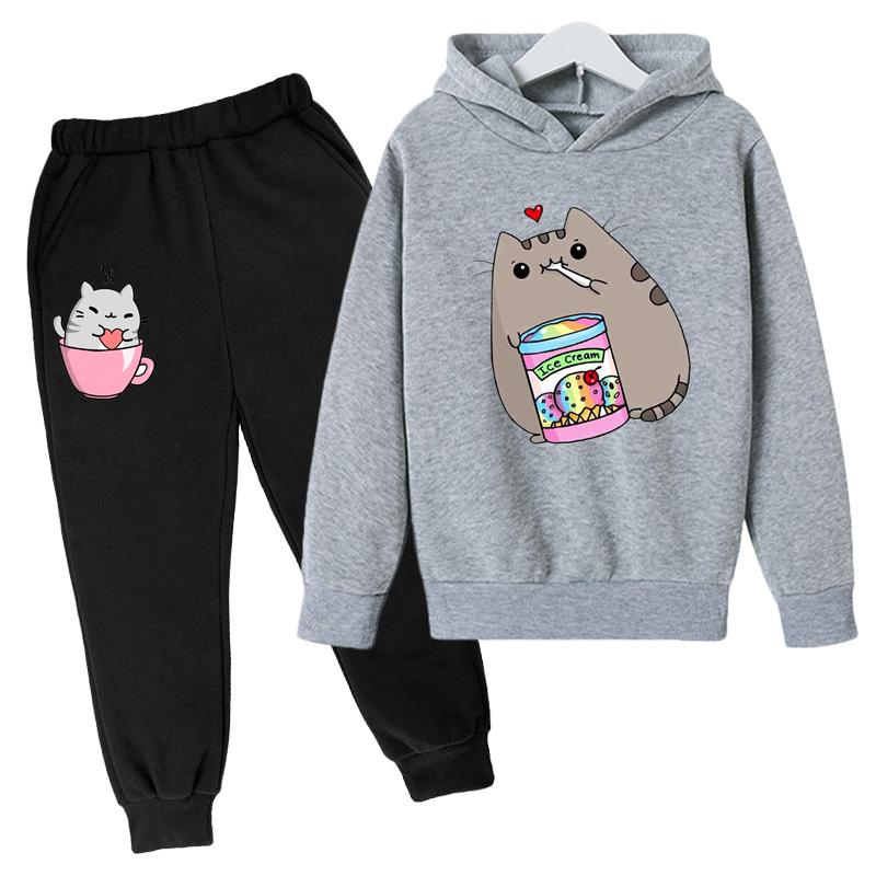 Cute Nutella Cat Cartoon Print Hoodie Kids Clothes Funny Sweatshirt For Girls/boys Harajuku Kawaii Winter Children Clothing