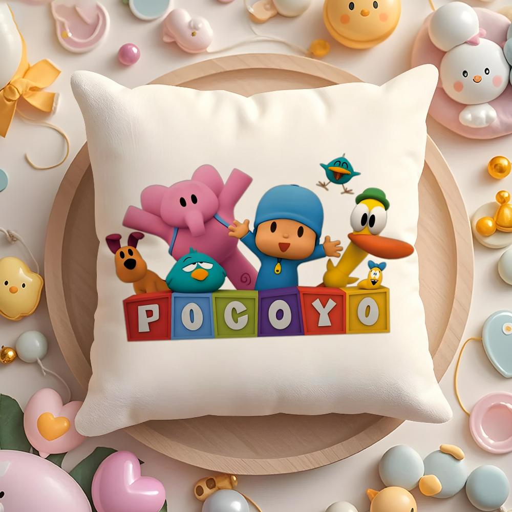 Cartoon Cute P-Pocoyo Pillow Case Short Plush Double-Sided Printing Home Machine Washable In Warm Winter Cushion Cover