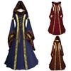 Medieval Retro Hooded Long Dress with Bell Sleeves for Cosplay