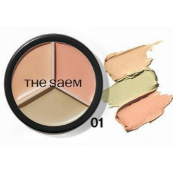 The Saem Cover Perfection Triple Pot Concealer – Multi-Correcting Concealer Palette (6 Shades)