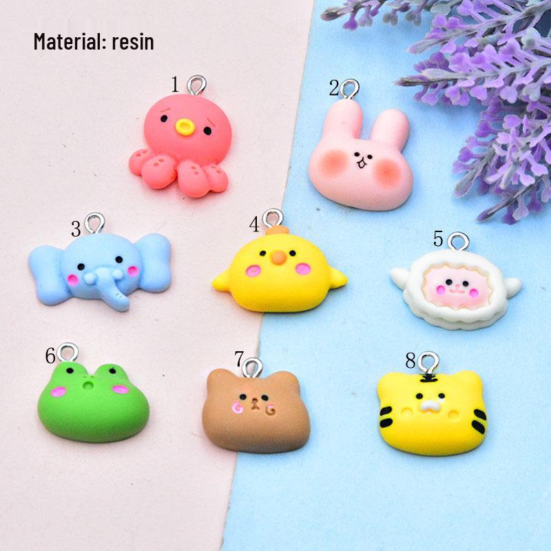 Colorful Resin Cartoon Animal Keychain: Sheep, Rabbit, Frog Pendant for DIY Jewelry