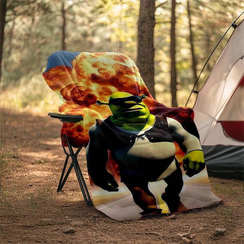1pc Shrek2 Theme Blanket - Digital Print, Polyester, Cozy for All Seasons, Perfect for Outdoor, Camping, and Travel