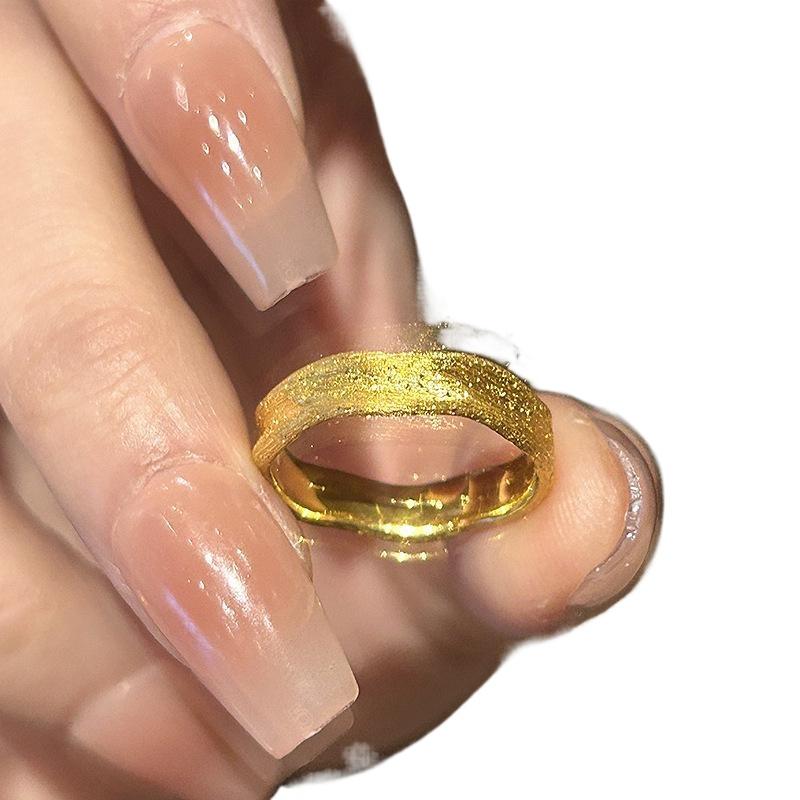 Antique gold craftsm irregular brushed rings for women Retro Glossy no inlaid opening adjustable ring banquet party jewelry