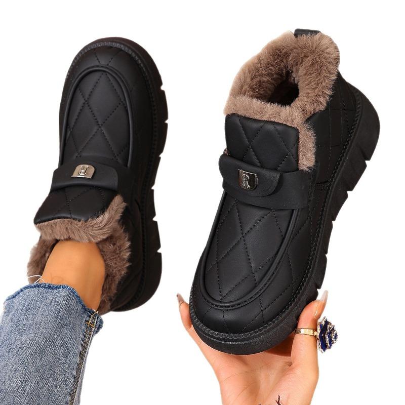 Large-sized Women's Shoes with Fleece for Warmth, Thick-soled Cotton Shoes, Comfortable To Wear on One Foot