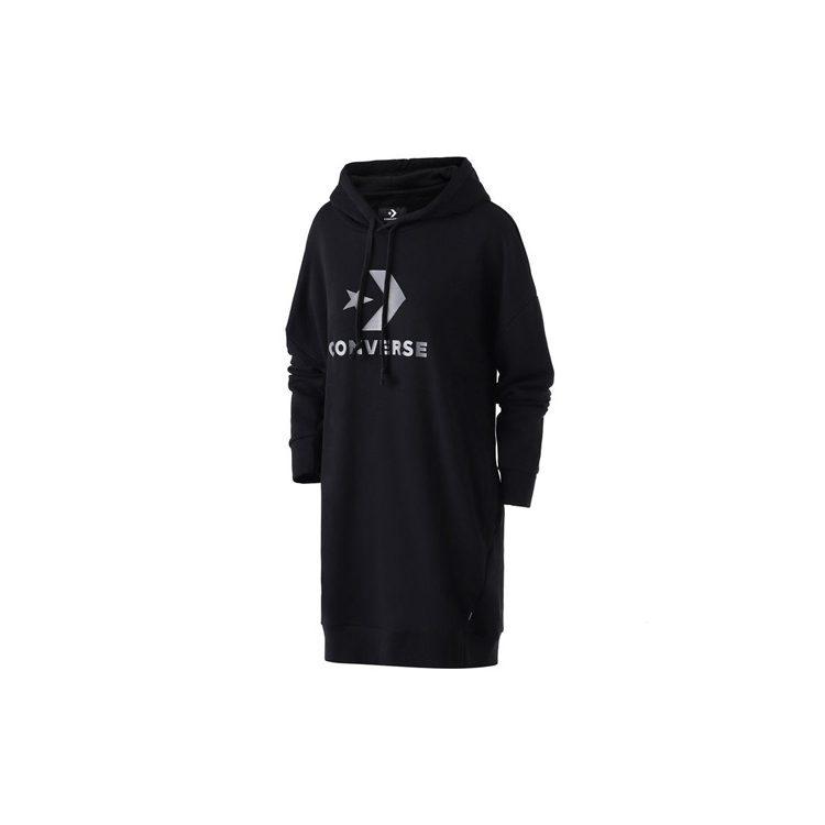 Converse Sweatshirts Women's Black Hooded Moderate Regular 10017327-A01