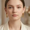 Irregular Geometric Hoop Earrings Stainless Steel Gold Plated Thick Abstract Hollow Lightweight Jewelry Non-Tarnish