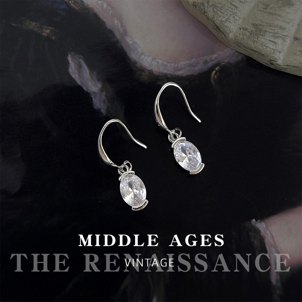 Elliptical geometry zircon earrings niche minimalist individual cold wind earrings