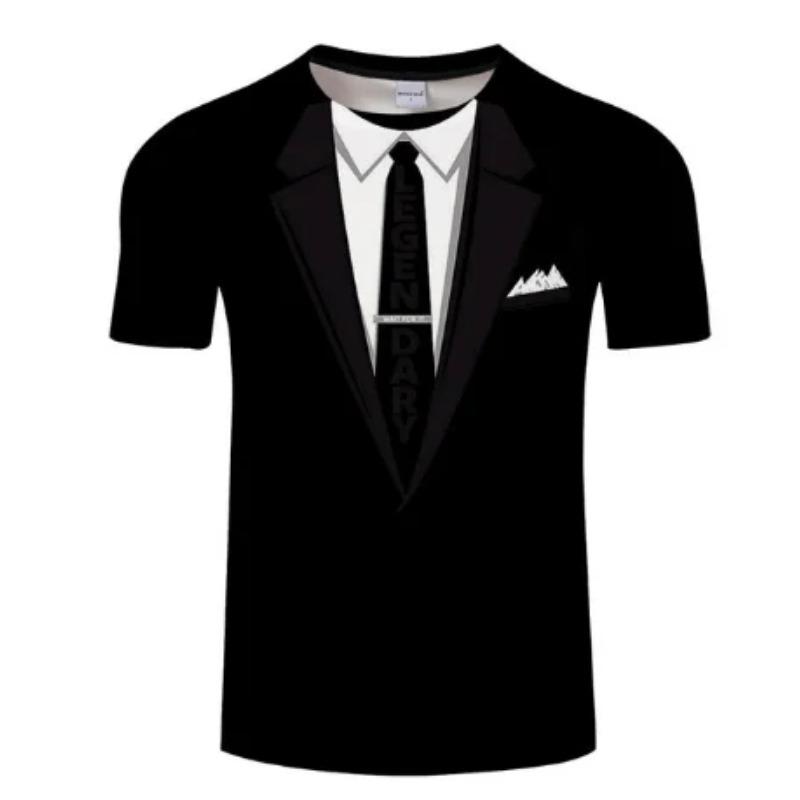 

Fashion Men s T-shirts 3d Print Suit and Tie Pattern Plain Short Sleeved T-shirt for Men s Clothing High Street Streetwear Tops 6xl