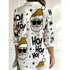 Women's long-sleeved shirt, trendy Santa Claus pattern, versatile commuting daily wear