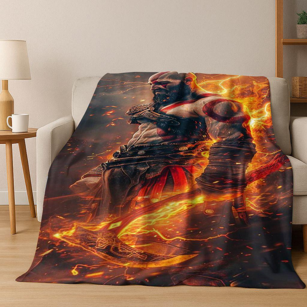 3A Classics God of War Kratos Game Gamer Flannel Blanket,Warm and Cozy Soft Throw Blanket for Home Bedroom Bed Sofa Kid Gift