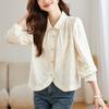 French Gentle Style Pure Cotton Embroidered Shirt for Women In Spring and Autumn Design Niche Slim Fit Top for Women