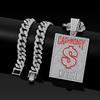 American CASH MONEY Dollar Sign Square Plate Dripping Oil Letter Necklace Pendant Cuban Chain