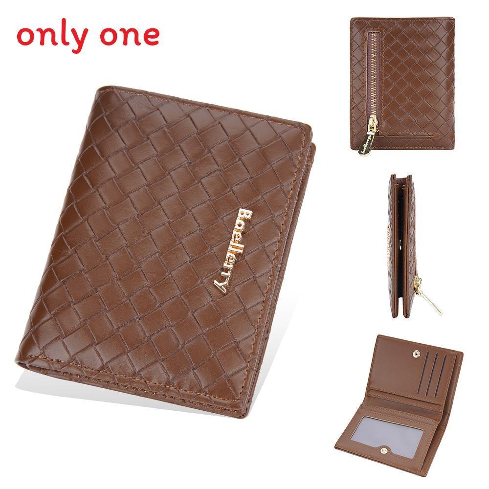 Pu Leather Womens Short Wallet With Weaving Pattern Design And Letter Decor For Daily Use
