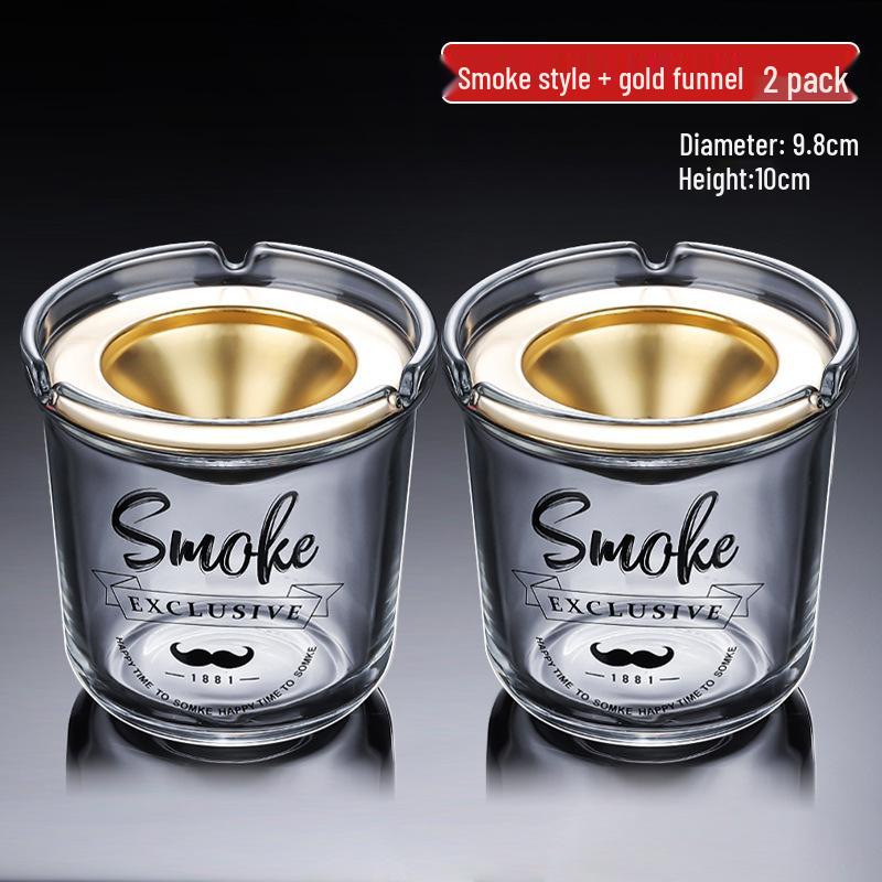 Luxury Windproof Glass Ashtray with Lid for Home and Office