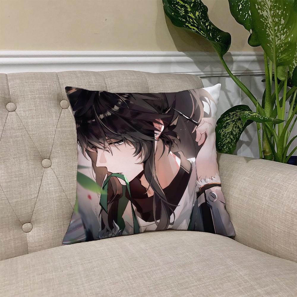 Game Wuthering Waves Qiuyuan cushion cover Square Sofa Cushion Cover Casual Skin-Friendly Comfortable Pillow Cover