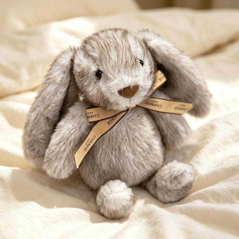 Originele Handgemaakte Konijn Pluche Speelgoed Gezellig Pluizig Levensgetrouw Strikje Konijn Pop Mooi Kinderen Metgezel Dier Speelgoed Zoet Cadeau 18cm