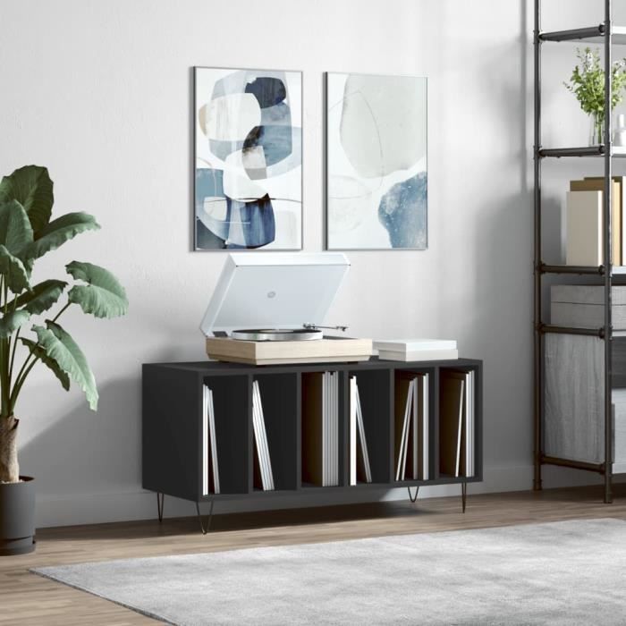 VidaXL Armoire à disques noir 100x38x48 cm bois d'ingénierie 831749