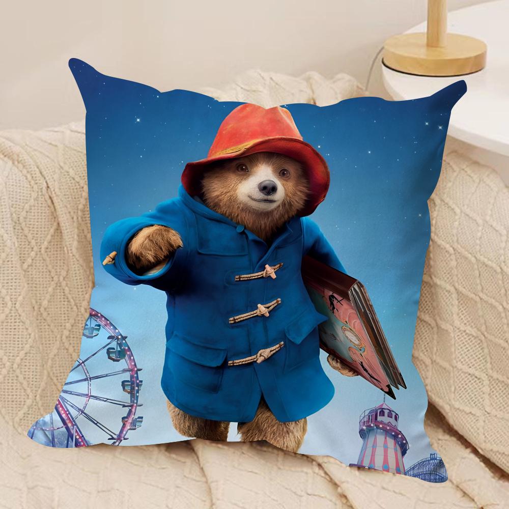 Cute Bear Cushion Cover Silky Short Plush Double-Sided Printed Pillow Case for Sofa All Seasons Home Decor Gift