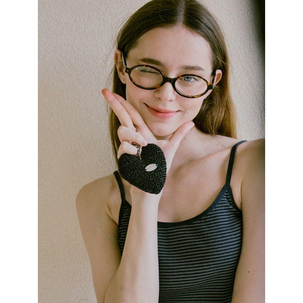 Slowslowly No.217 / Chubby Metallic Heart Key Ring _ Black