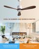 European Minimalist 52-inch Variable Frequency Ceiling Fan Light for Living Room & Dining Area