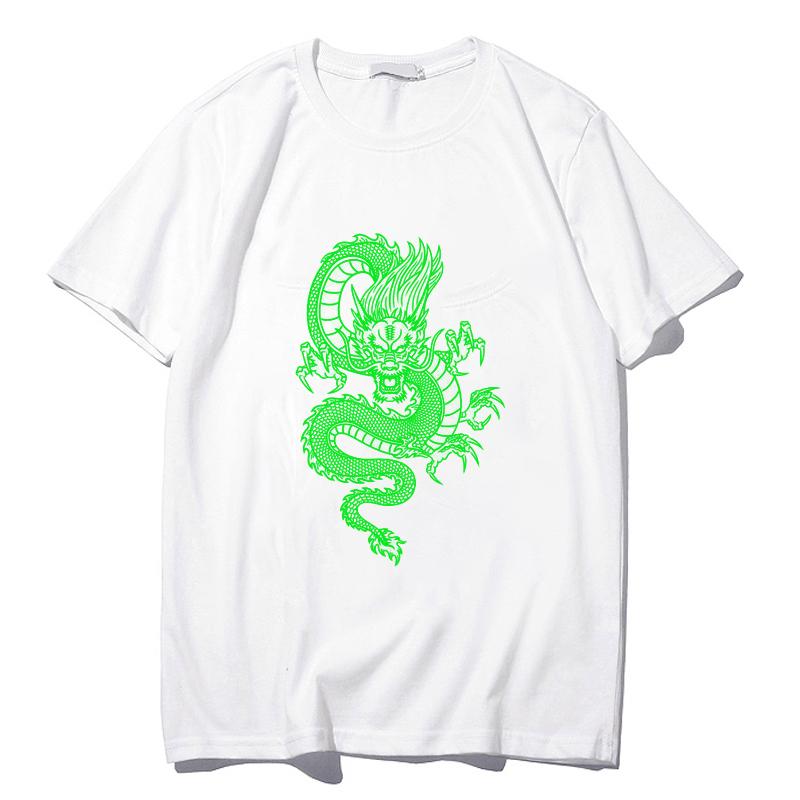 Harajuku Women's T-Shirt Chinese Dragon Cartoon 90S Top Female T Shirts Harajuku Summer Streetwear O-Neck Leisure Shirt Clothes