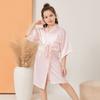 Middle and Older Children's V-neck Plain Glossy Cardigan Robe Children's Nightgown Summer Casual Thin Home Clothes
