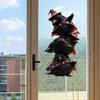 Static Glass Sticker, Traceless Reusable Window Decal, Halloween Bird Shapes Wizard Hat Crow Colorful Parrot Skull Spider Web Window