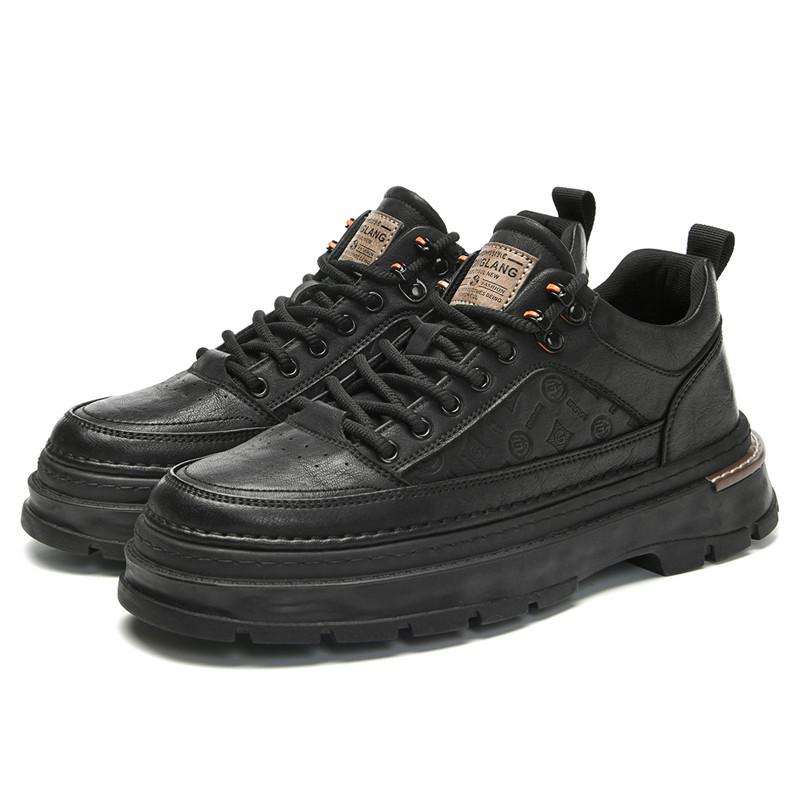 Winter Casual Leather Shoes British Trend Mid-Help Tooling Board Shoes Platform Men'S Martin Boots