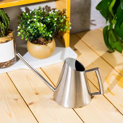 900ml Watering Can Large Capacity Reusable Metallic Stainless Steel Long Spout Watering Pot Gardening Supplies