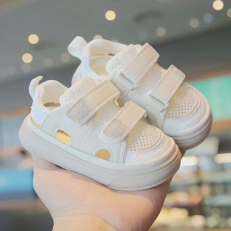 Summer 2023 Girls' Closed-Toe Sandals: Soft, Breathable, Mesh Beach Shoes for Toddlers (Ages 1-4)