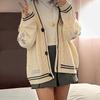 Podzimní a zimní svetr Hvězdná výšivka Pletený zapínání na knoflíky Oversized svetr jednořadý Dámský unisex svetr