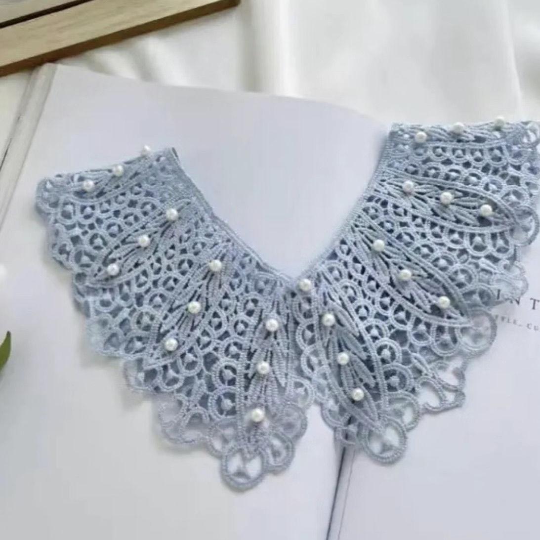 

Бусины кружева поддельный воротник летний кружевной женский полый капок шелковый шаль воротник поддельный воротник украшение универсальный