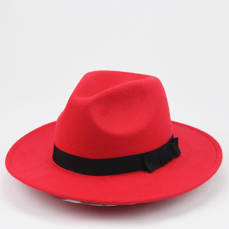 Street Shot Imitation Wool British Retro Jazz Hat Men'S And Women'S Big-Brimmed Top Hat Felt Hat Versatile Shade