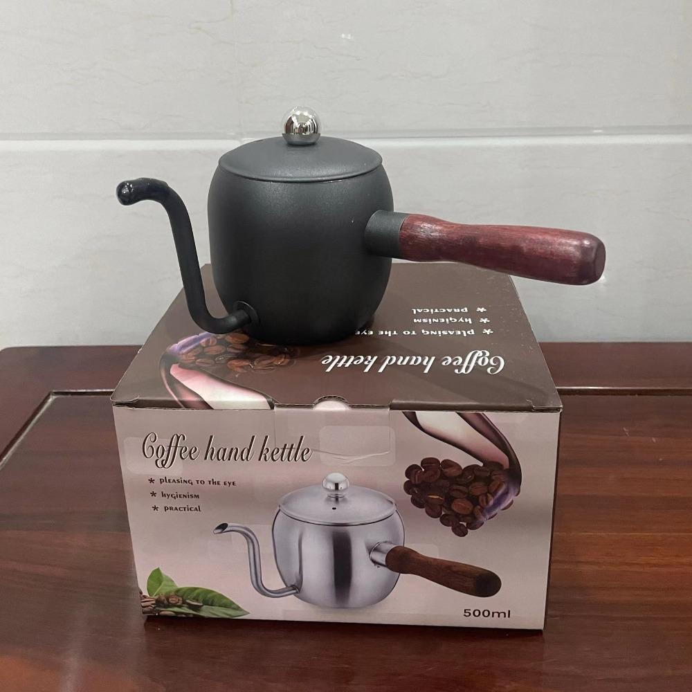 

New 500ML Coffee Pot 304 Stainless Steel Thin Spout Gooseneck Kettle Coffeeware with Handle Water Bottle Kitchen Accessories чёрный