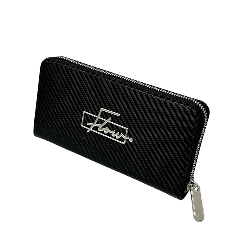 

[Aiming Flow] long wallet men s [Body black/Inner black/Print SILVER: Height 10cm x Width 19.5cm x Width 2.5cm/Specifications: Bill compartment x