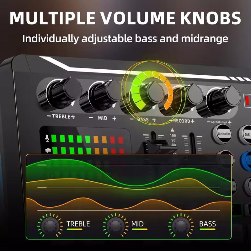 Professional Microphone Mic Bluetooth Sound Mixer Card For PC Condenser USB Wired Digital Live Wireless Soundcard Voice Changer