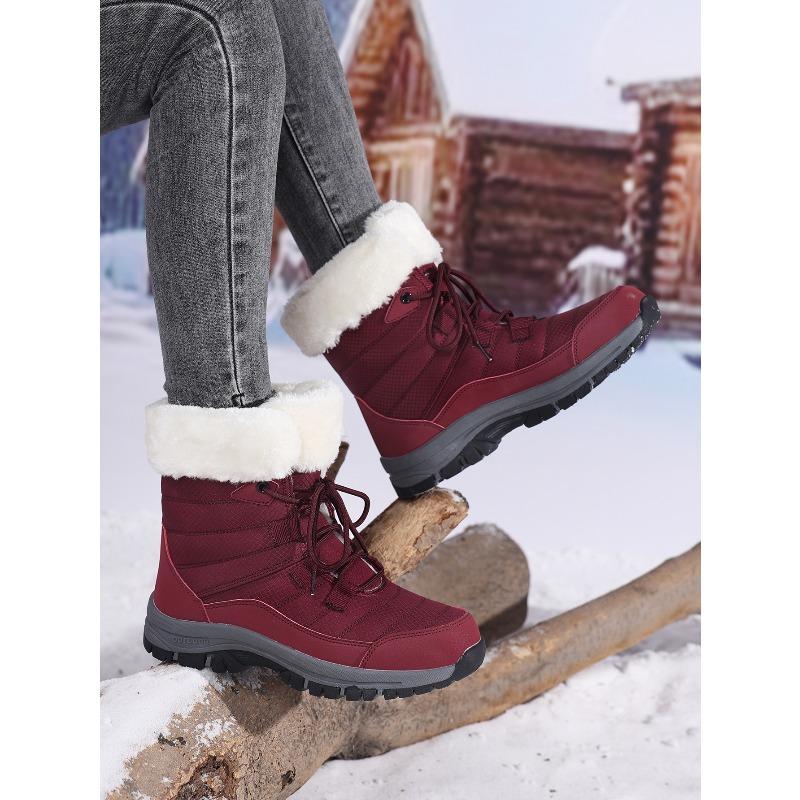 Waterproof Snow Boot Women's Plush Cotton Shoes Ladies Warm  High-top Boots Winter Outdoor Sneakers for Trekking Hiking
