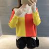 WTEMPO Low-collar Sweater Women Shirt Color Matching Thick Long-sleeved Knitted Bottoming Shirt