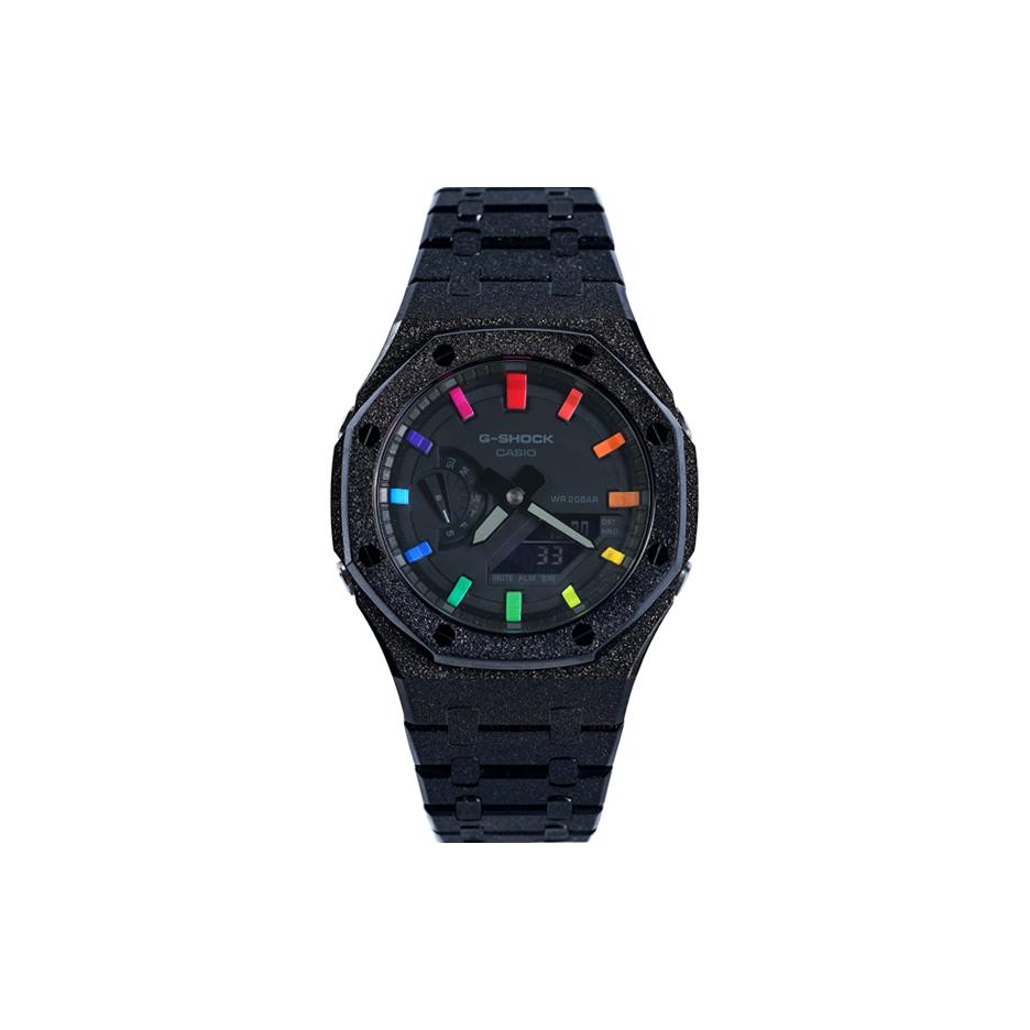 Casio Męski Zegarek Kryształowy, Analogowo-Cyfrowy, Seria Czarna GA-2100-1A1(Watch8--)