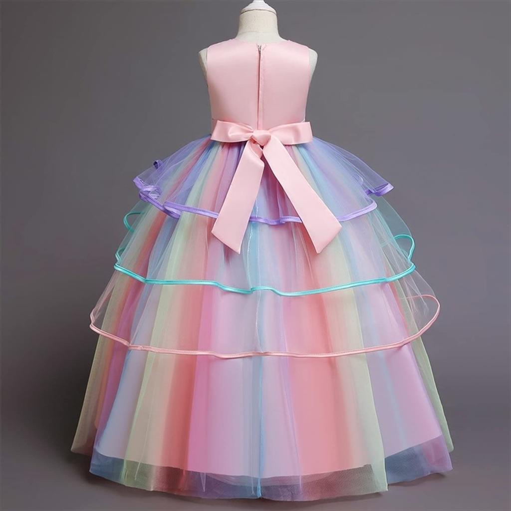 Dress Rainbow Princel Unicorn Girls Halloween Cosplay Costume Princess Party Event Birthday Wedding Photo Shoot Studio Photo Props [Misia Luxury]