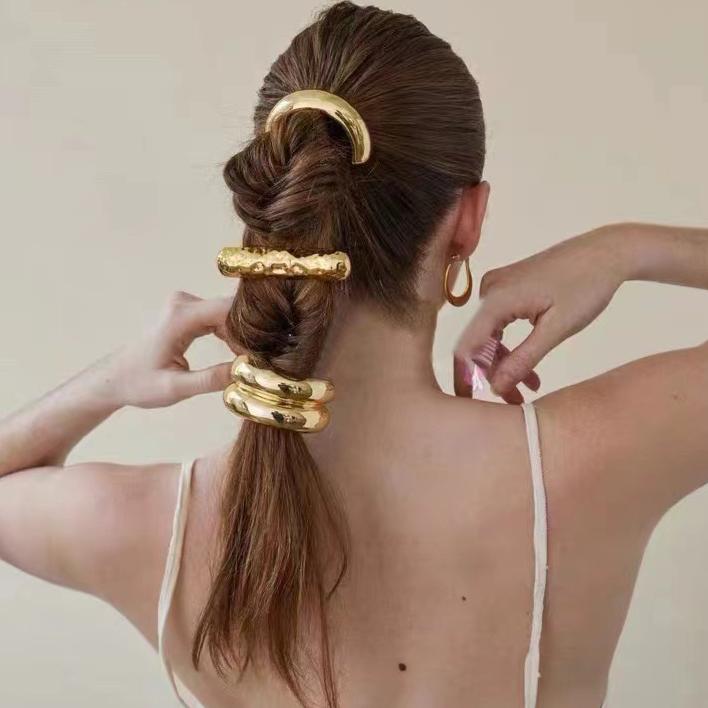 Mode Punk Geometrische Metall Haarspangen Elastische Haargummis Haarseil Stirnbänder Für Damen Mädchen Haarschmuck Geschenke